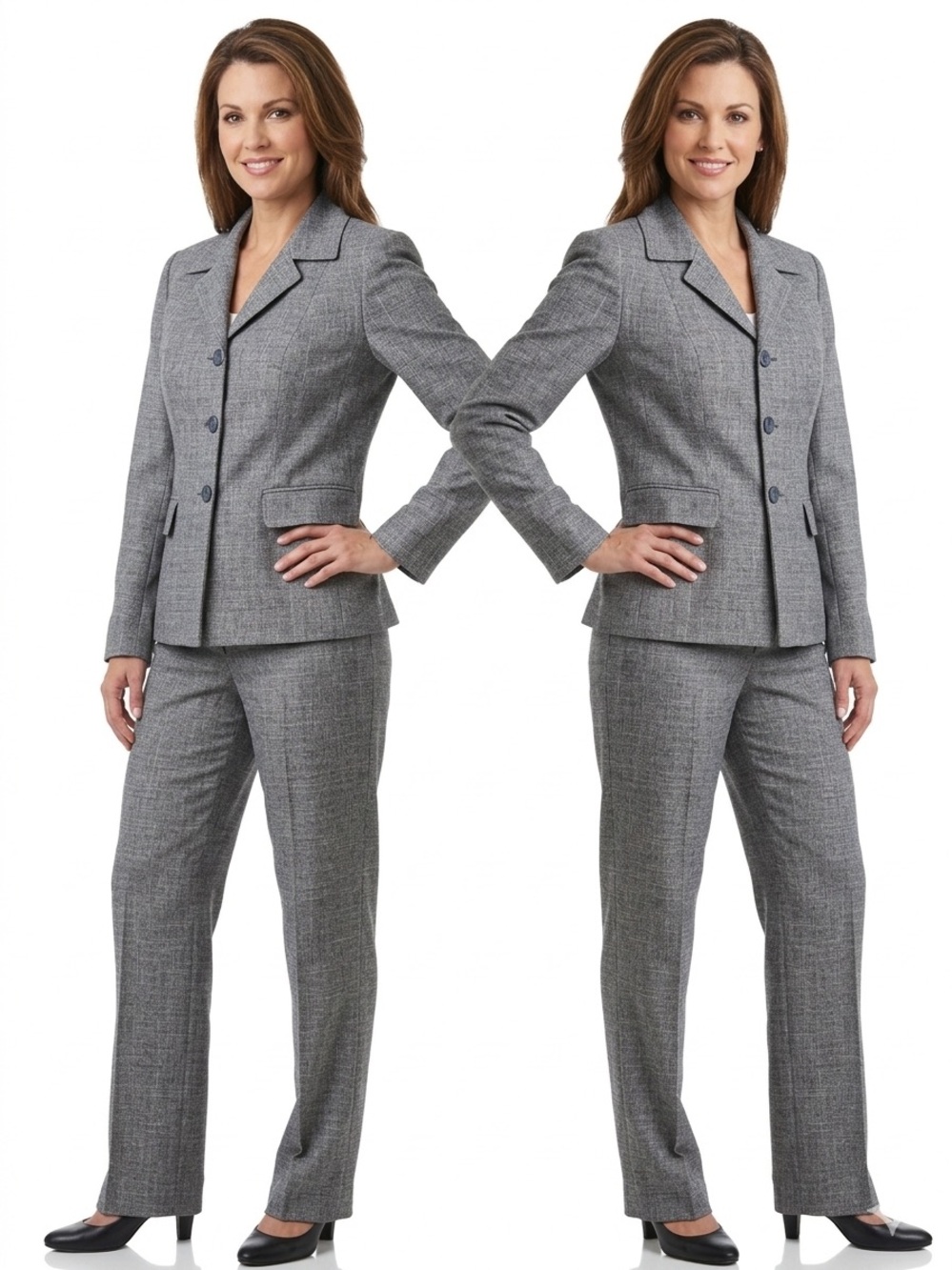 Le Suit Gray Tweed Two-Piece Pantsuit Women Size 6